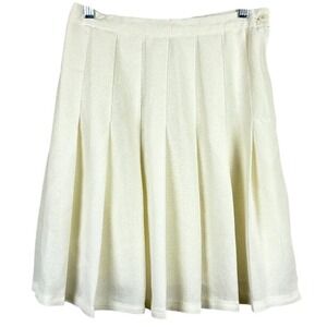 Vintage Wheaton & Katz Pleated Skirt Woman's Size 10 Cream Preppy Schoolgirl